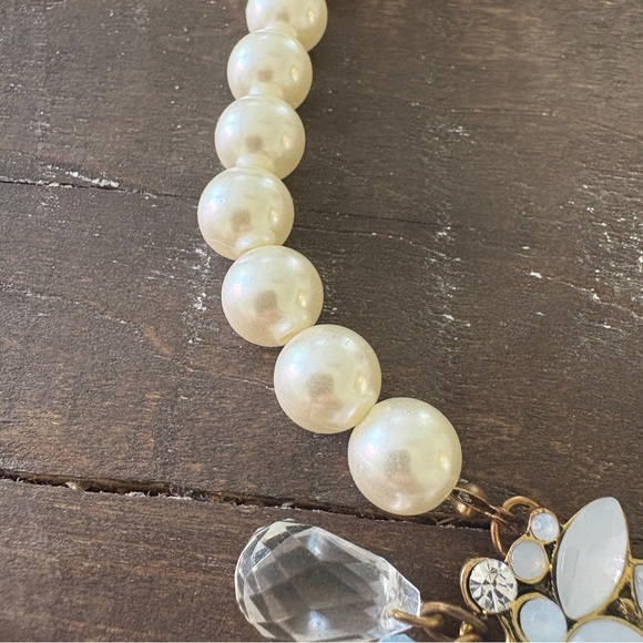 Statement Pearl and Crystal Necklace with Blue Accents - Picture 4 of 9